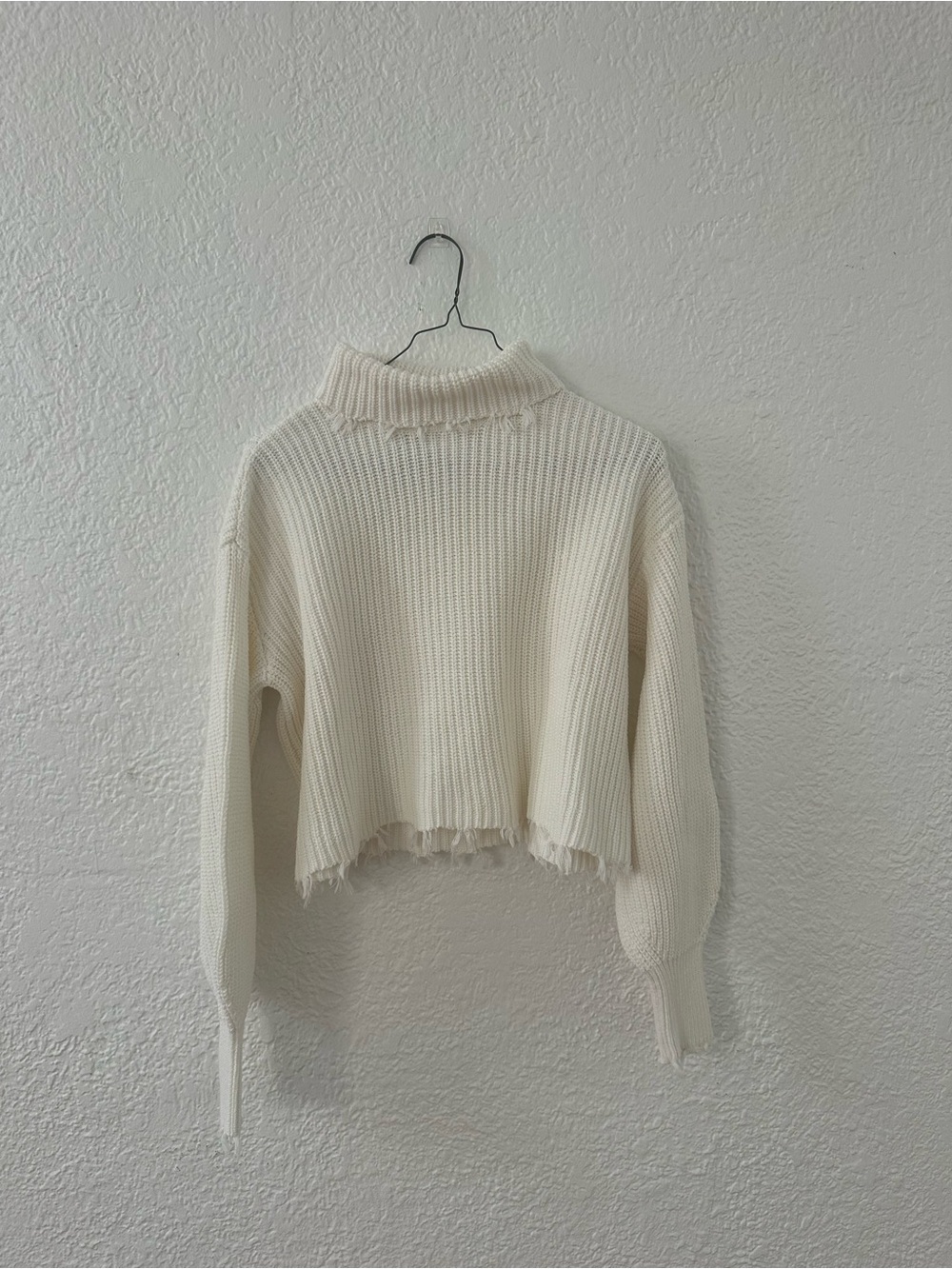 525 America Cream Cropped Turtleneck Sweater